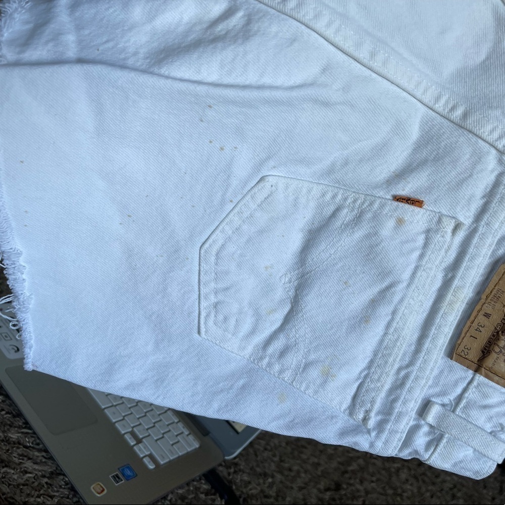 Levi’s vintage orange tab 550 relax fit white rigid denim diy cut off mom short - Picture 11 of 11